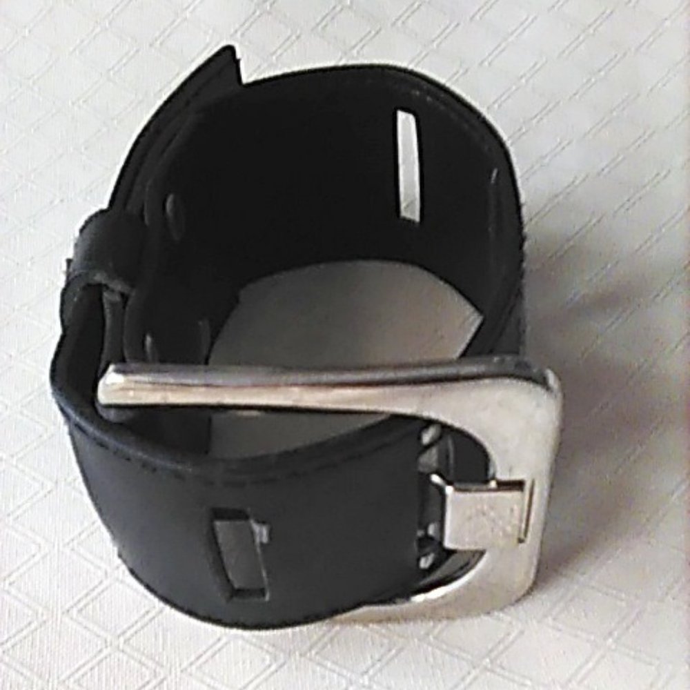 Bracelet Men's Recycled Belt Faux Leather Mini Studs Large Buckle Upcycled